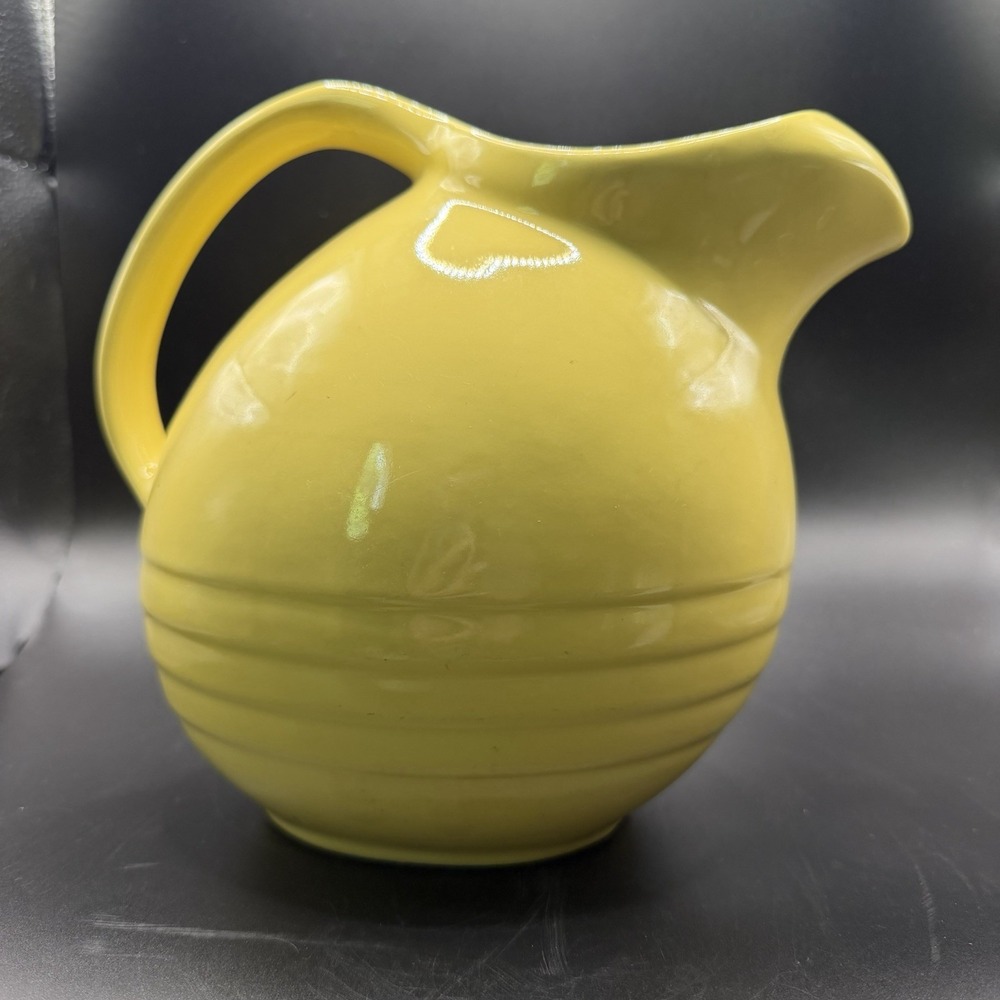 Vintage 1950s Marcrest Yellow Ball pitcher ovenproof stoneware USA